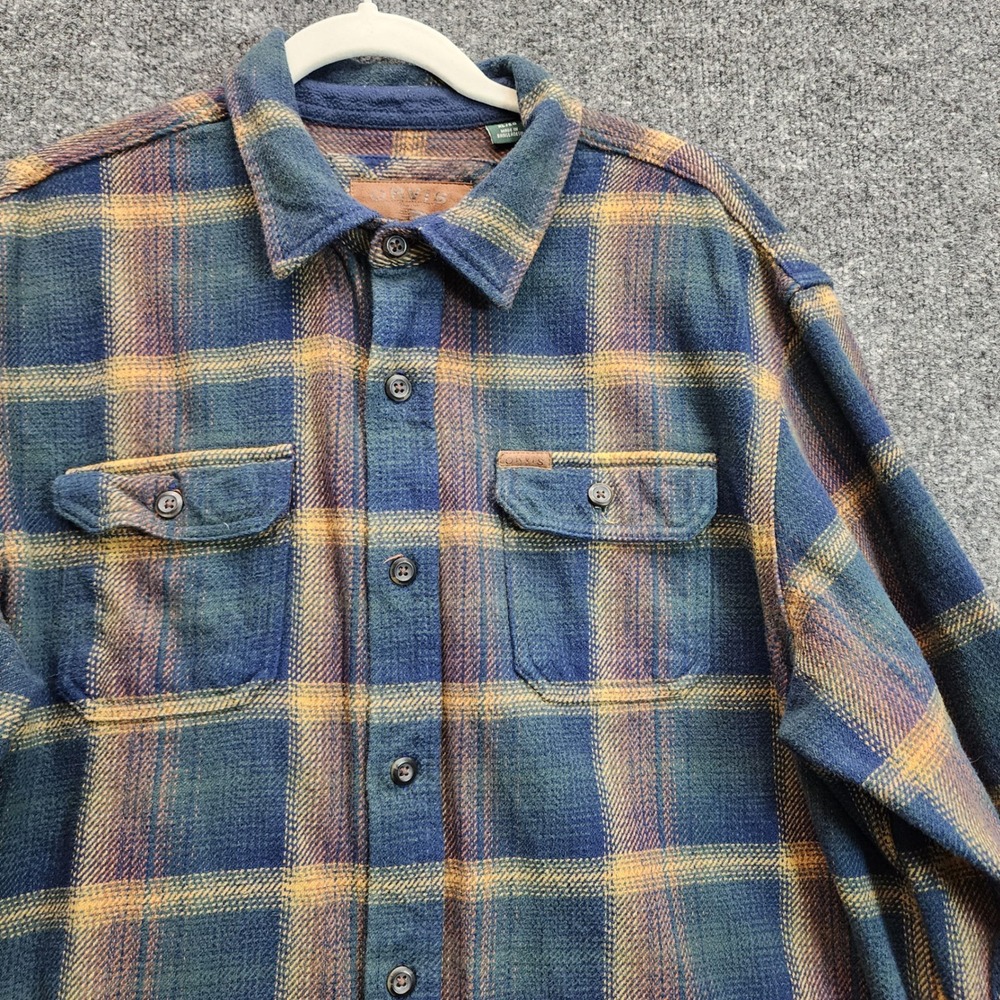 Orvis Classic Collection Mens Plaid Cotton Flannel Button Down Shirt XL Outdoor
